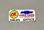 VINTAGE 12” OK USED CARS CHEVY PORCELAIN SIGN CAR GAS OIL TRUCK MOTORCYCLE