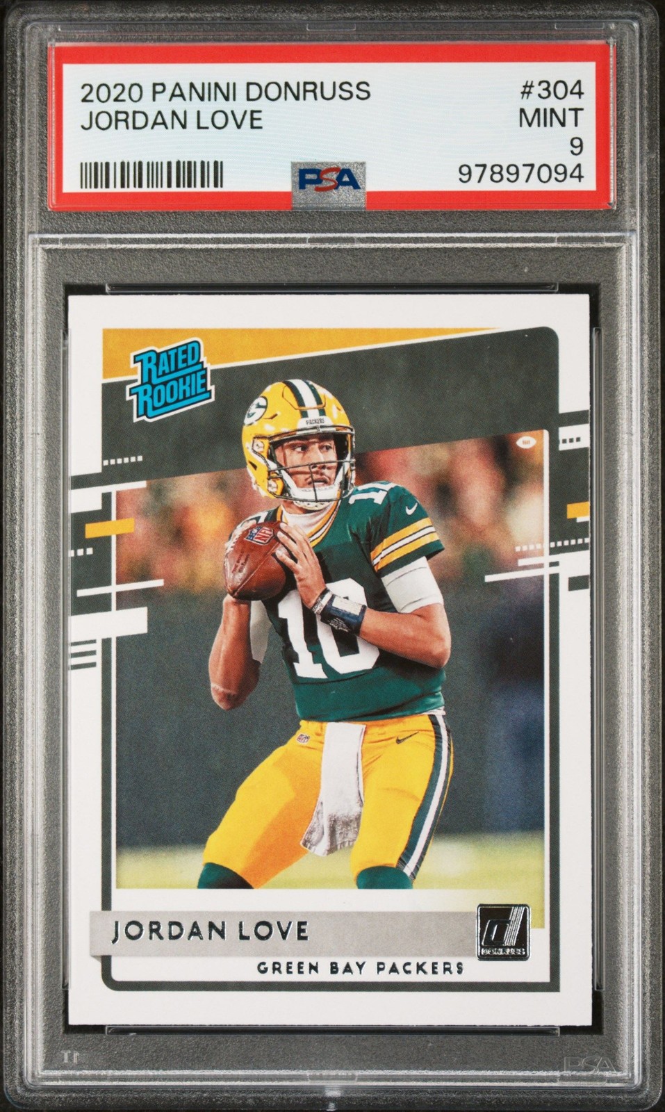 2020 Donruss Rated Jordan Love RC PSA 9 Green Bay Packers #304