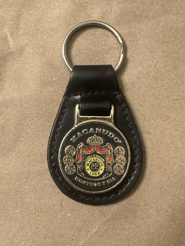 Vintage Macanudo Cigar Leather Key Fob Swivel Medallion Keychain Montego Y Cia