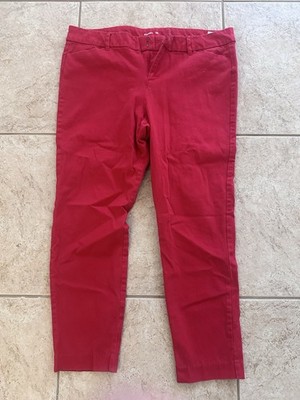 Old Navy Women's Pixie Pants 14 Regular Red Cotton Spandex Stretch Ankle Fit