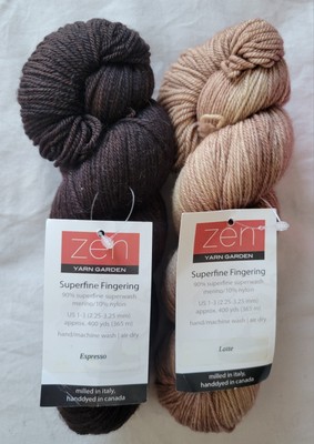 Zen Yarn Garden Brown Superfine Superwash Merino Wool Nylon Fingering Sock Yarn