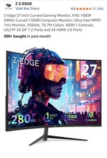 Z-Edge 27 inch Curved Gaming Monitor, FHD 1080P 280Hz Curved 1500R Computer M...