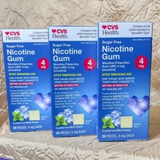 CVS 3 Pack Nicotine Gum 4mg Ice Mint 60 Pieces, Sugar Free Exp 03/2028
