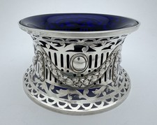 Beautiful English Edwardian Sterling Silver Pierced Potato Dish Ring London 1903