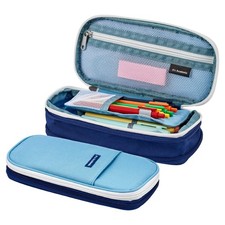 Expanding Pencil Case for Office School Supplies Travel Organizer Blue