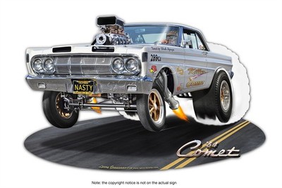 '64 COMET DRAG RACING GASSER Metal Sign by Larry Grossman