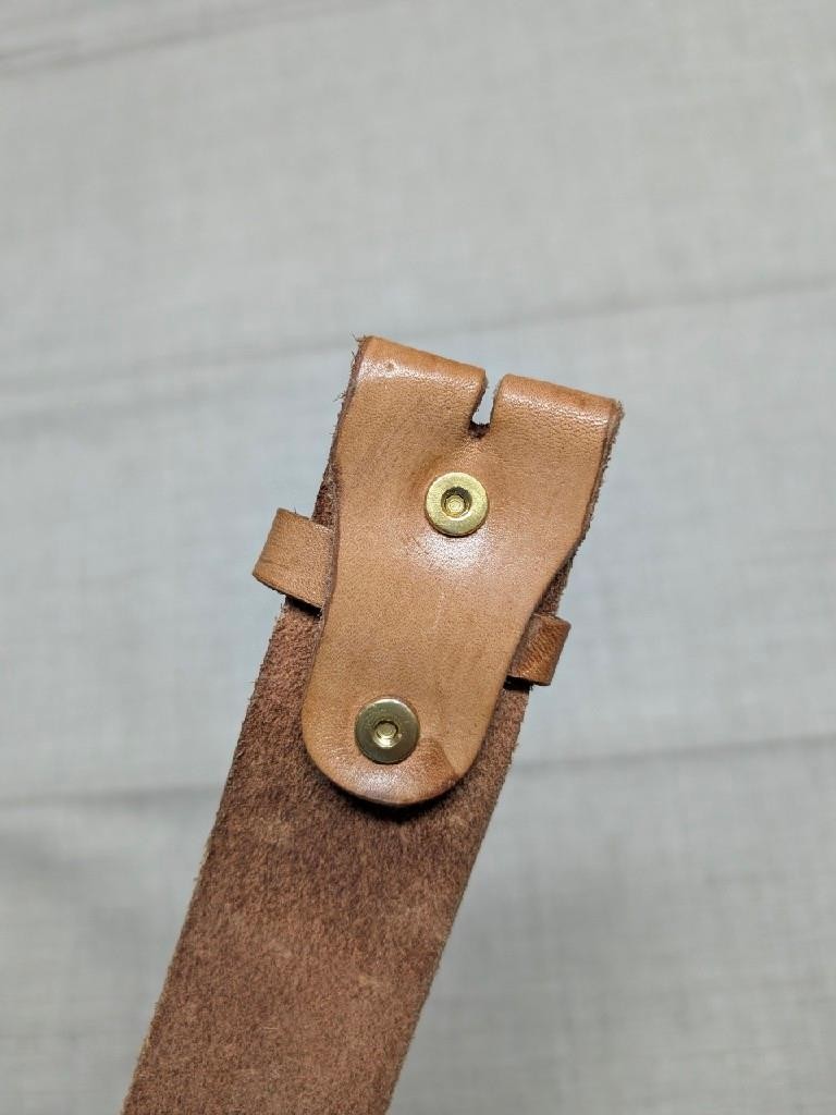 vintage TOOLED buckle belt HORSES cowhide leather 36 brown  display picture 1
