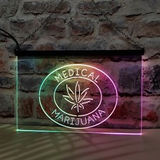 Medical Marijuana Hemp Leaf LED Neon Light Sign Featuring Colorful Flowing Style