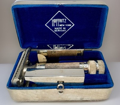 Hoffritz NY Safety Razor / Solingen Germany Slant Bar Style w/ Case and Blades