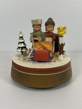 Vintage Anri Carved Wood Rotating Music Box - Thorens Swiss - Laras Theme