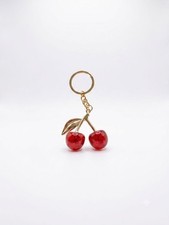 Lovely red glitter cherry keychain keyring, charming and cute bag accessory