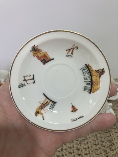 Set of 7- Vintage Suisse Langenthal Porcelain Demitasse Cups & Saucers. Egyptian - Picture 14 of 23