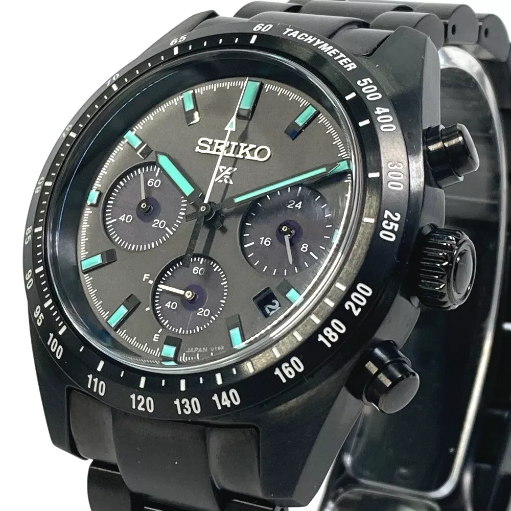 SEIKO SBDL103 Prospex Speed Timer Solar Date Wristwatch SS Black