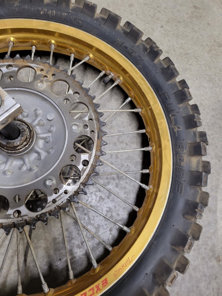 Yamaha YZ Gold EXCEL Rim Wheel Tire Rear 110/8019 125 250 20mm Axle