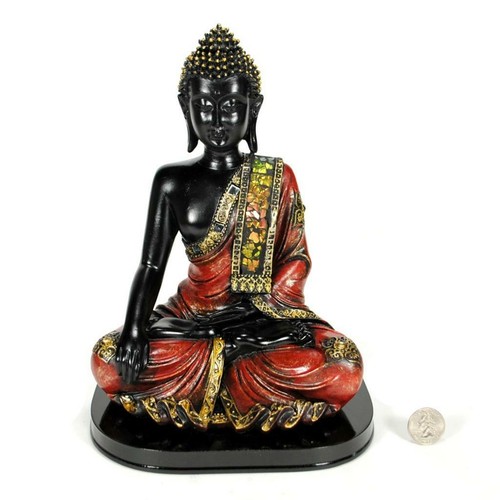BUDDHA STATUE 10" Meditation Meditating HIGH QUALITY Buddhist Black Gold Resin - Picture 8 of 8