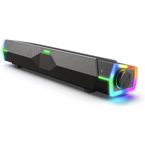 Computer Speakers with Microphone, Dynamic RGB Computer Sound Bar, Bluetooth & U