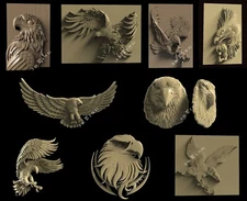 9 Pcs STL 3D Models EAGLE THEME for CNC Router 3D Print Engraver Carving Aspire