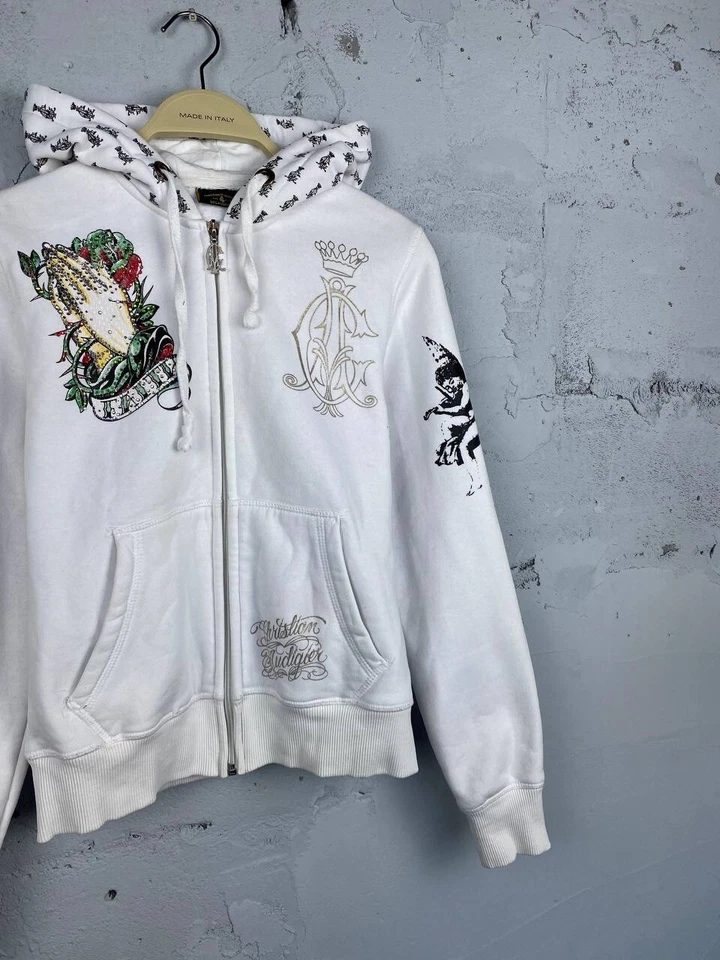 Sudadera con capucha blanca vintage Y2K Ed Hardy de Christian Audigier para mujer Foto 4 de 4