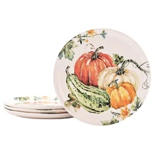 Pumpkin Feast 11 Inch Dinner Plates Set Of 4 For Pasta Salad Maincourse Microwav