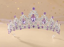 Silver Tiara Lavender purple gems Crown Princess Queen headress Bridgerton gift
