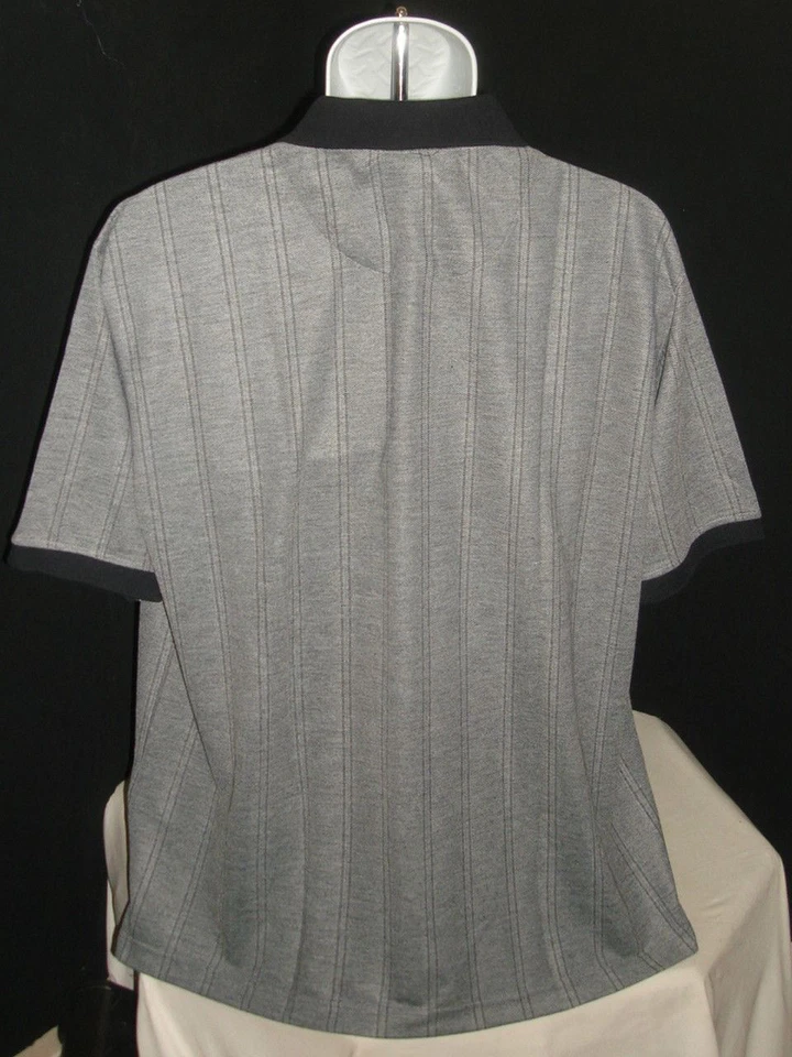 NWT Andrew Fezza  Gray Striped Cotton Blend Polo Shirt size  2XL - Image 4 of 4