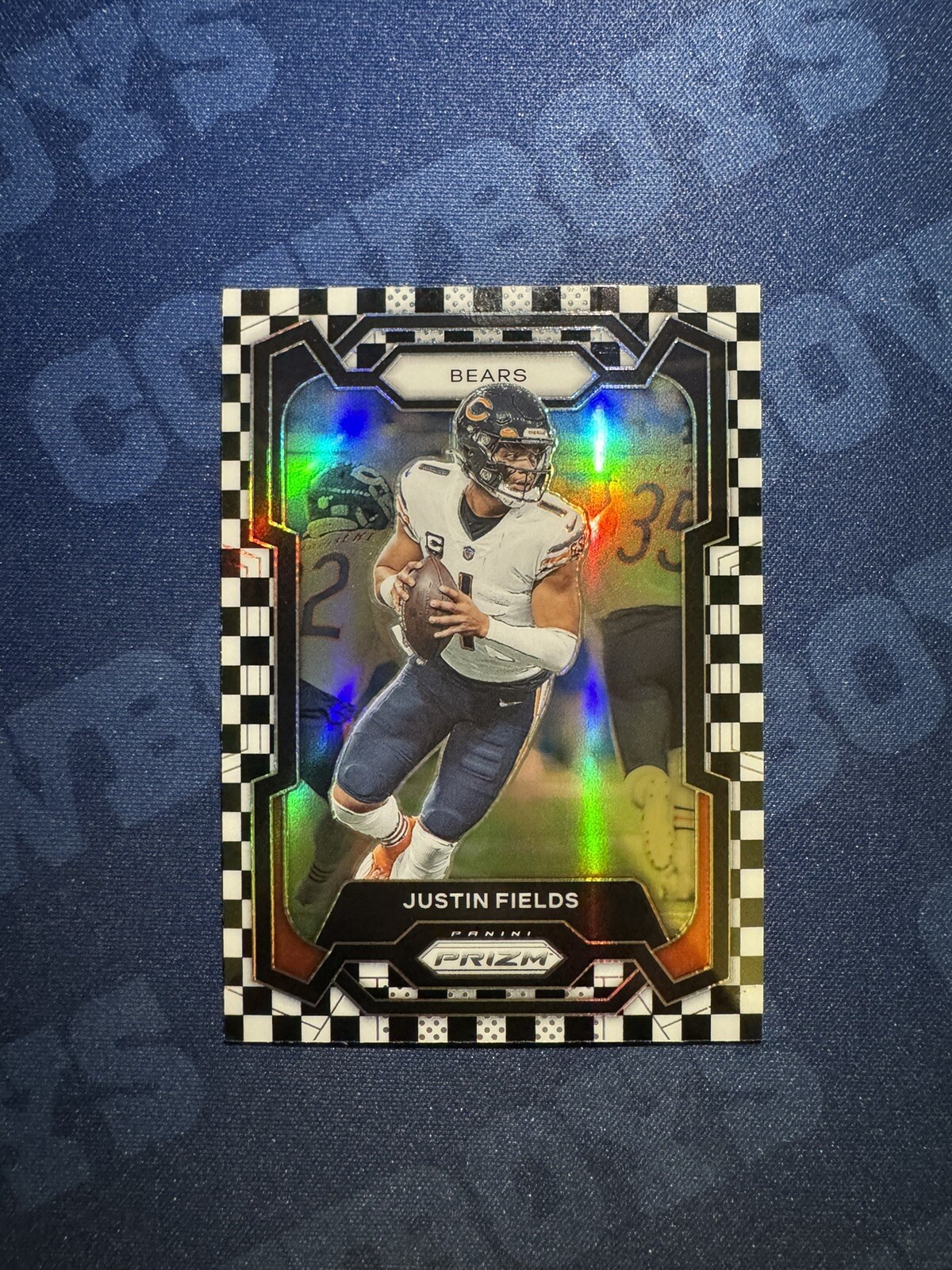 2023 Panini Prizm Black and White Checker #48 Justin Fields SP Chicago Bears