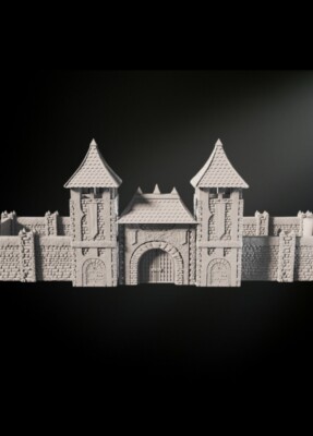 Tabletop Großes Mittelalter Burgtor mit Mauerstücken Wargaming Terrain