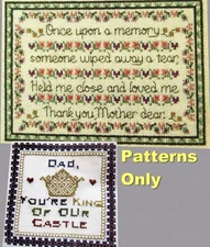 Mothers Day Sampler Dad You Are King Of Our Castle CROSS STITCH PATTERNS