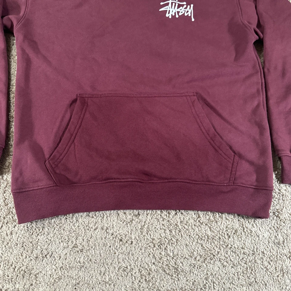 Sudadera Stussy Pullover Mujer Borgoña Estampado Grande Doble Cara Cuello Barco Foto 3 de 4