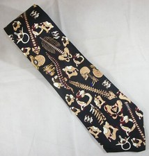Skeleton Bones Biology Medical Black Silk Neck Tie 57" Long x 3.75" Wide E528 