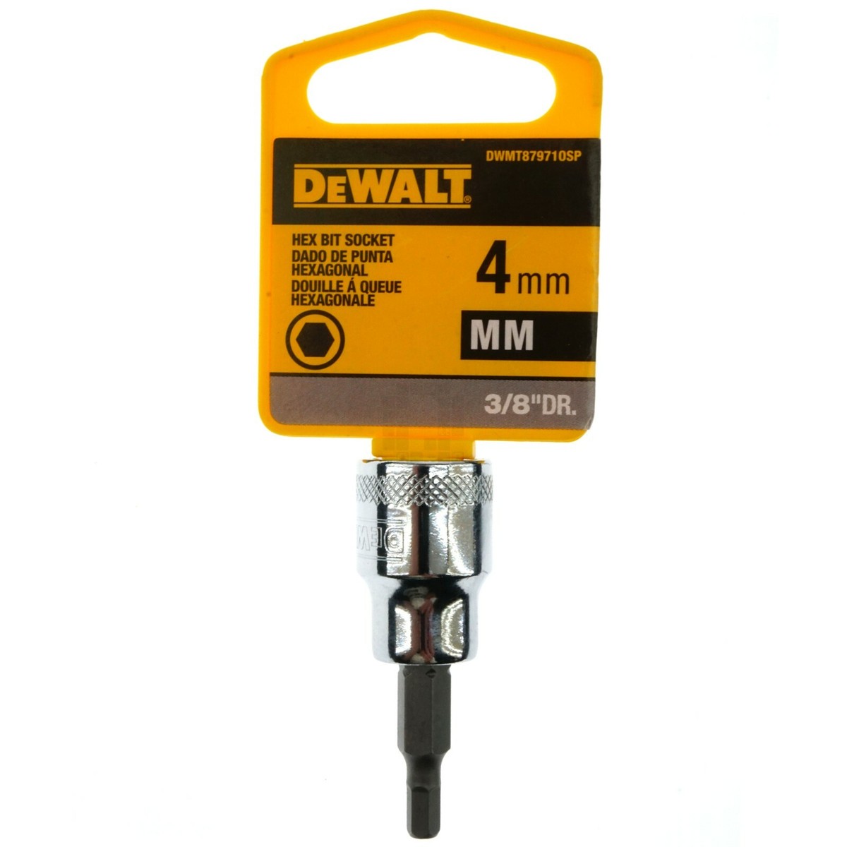Dewalt DWMT87971OSP 4mm Metric Chrome Hex Bit Socket, 3/8