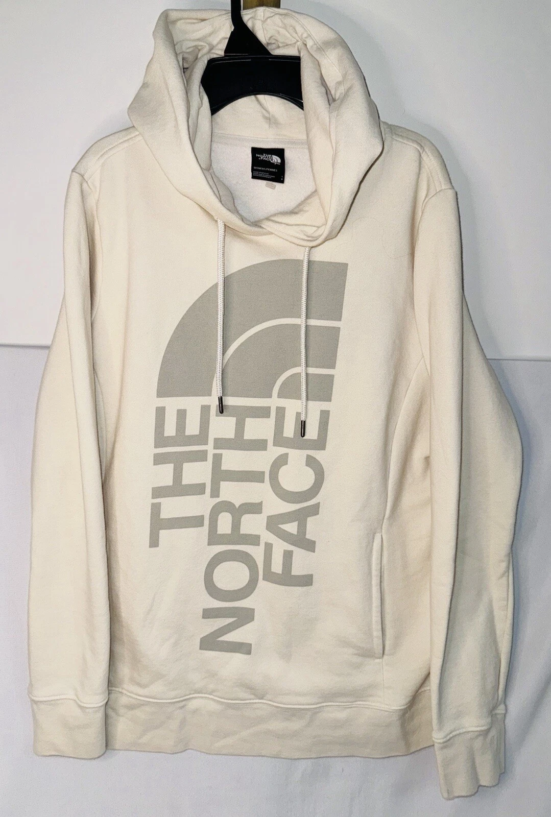 OFF WHITE Felpa con cappuccio pullover The North Face donna taglia large Trivert beige crema