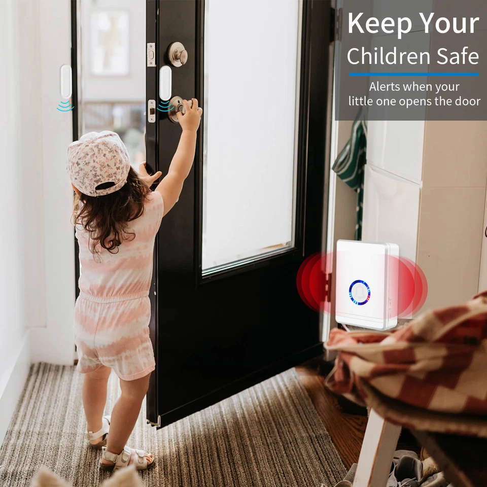 Door Open Sensor Chime Magnetic Sensor Alarm 48 Chime Wireless for Home Security - Image 3 of 4