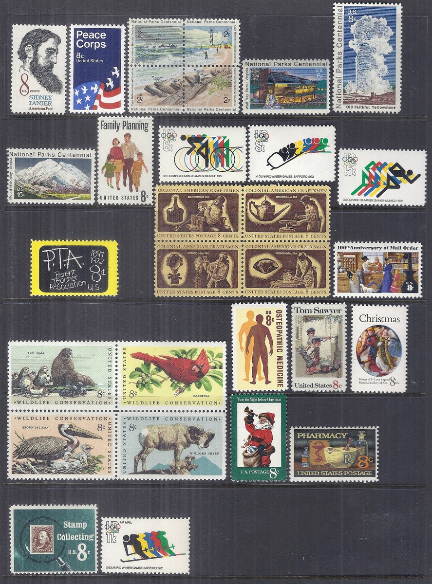 オリンピア　サインド　アーモリープロモ US 1972 Commemorative Year Set of 31 w/ Airmail C85 Olympics, 1446