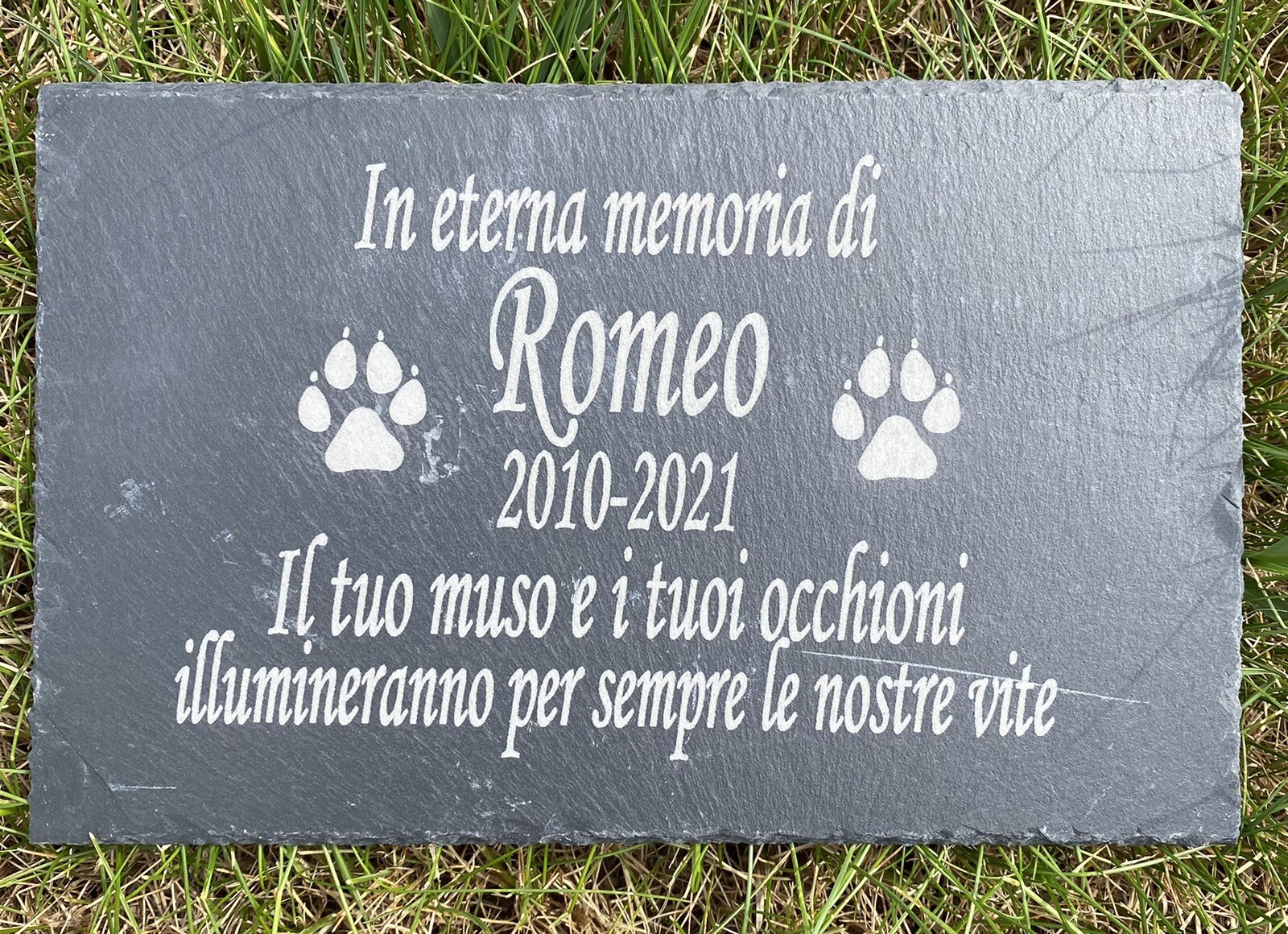 Pietra Commemorativa Cane Gatto - Lapide Esterno Ardesia con Foto