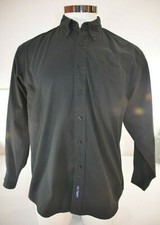 Port Authority Men Button Down Shirt Size Large Black Long Sleeve