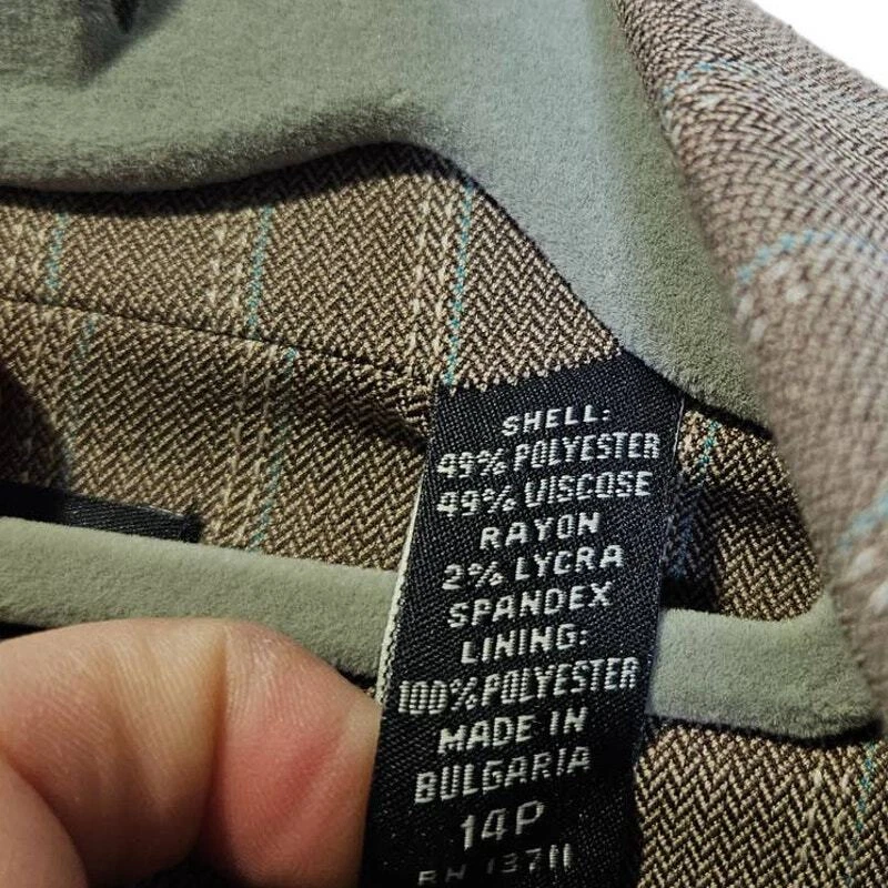 NUEVO Blazer Valerie Stevens 14 Petite Marrón Rayas 2 Botones Carrera Clásico  Foto 2 de 4