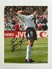 Signed Paul GASCOIGNE England 16"x12" Photo - EXACT PROOF/COA  Rangers Spurs