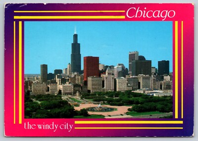 Postcard Illinois Chicago Skyline The Windy City c1990 22L