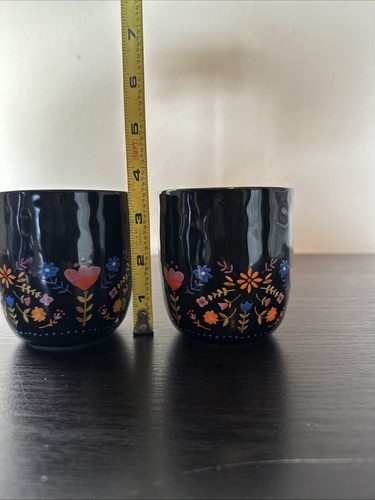 Natural Life Becher Tasse Kaffee Tee Schwarz Blumenmuster 2er Set - Bild 8 von 9