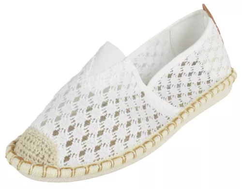 Flat Women Canvas Slip-On Loafers Espadrilles Jute Breathable PLEDGE-16 White