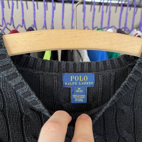 Kids Polo Ralph Lauren Black Cable Knit Sweater Size M (10-12 years) - Picture 5 of 8