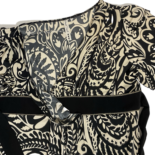 Heart Soul Women's Wrap Dress Paisley Print Black and beige Size L V neck - Picture 4 of 12