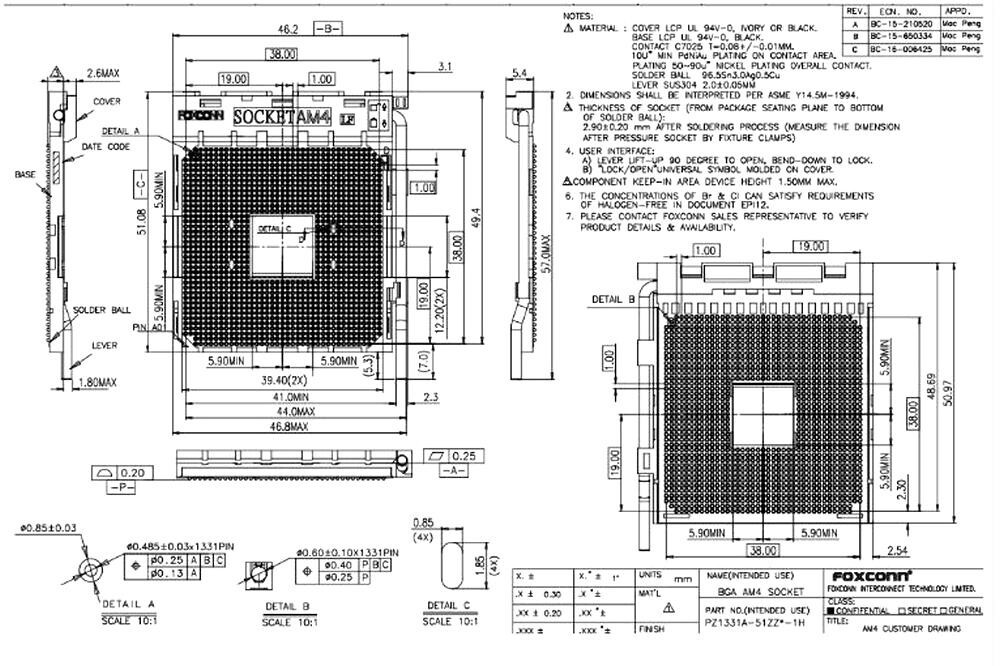 Nwe Foxconn PZ1331A-51ZZ1-1H motherboard CPU slot AM4 socket
