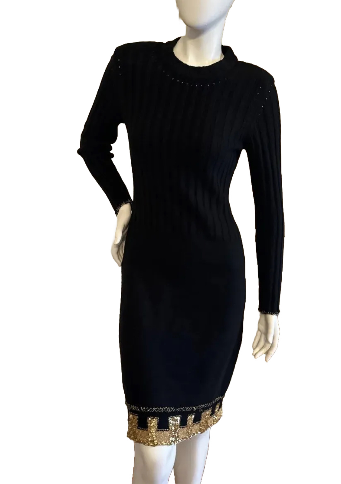 mini abito saint laurent impreziosito da orlo oro spalline taglia M vintage