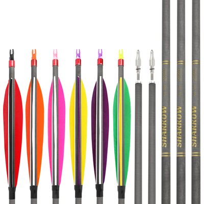30'' Pure Carbon Arrows 6'' Feathers SP500 600 Screw Tips Archery Bow Hunting
