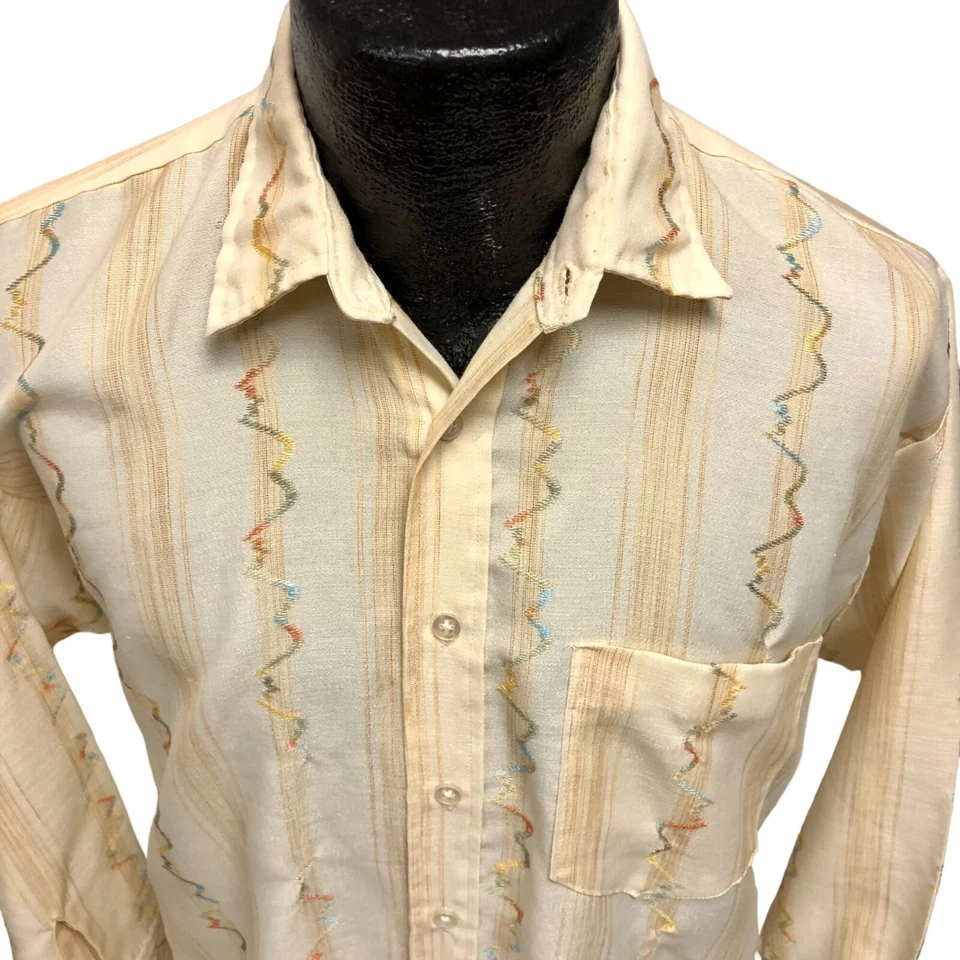 Camisa De Colección Años 50 Oro Bordado RAINBOW WAVE Rockabilly VLV Mezcla Seda Vegas M Foto 3 de 4