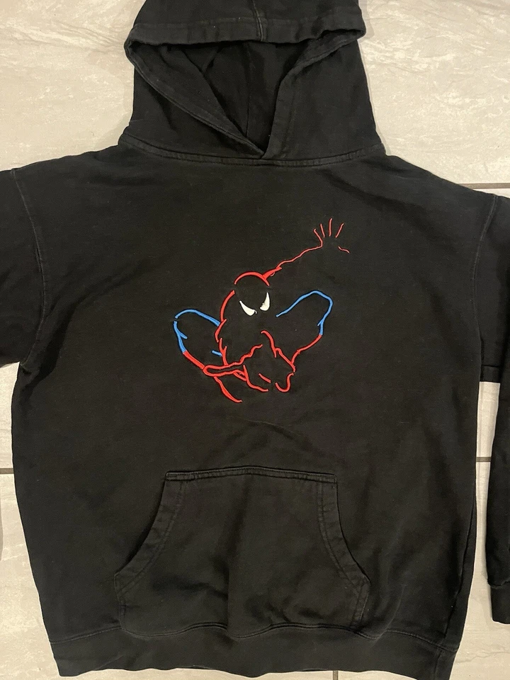 Marvel Spider-man Sudadera con Capucha Niños Jóvenes Talla XL Negro Bordado Contorno Gráfico Foto 3 de 4