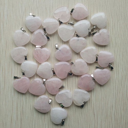Natural Rose Quartz Stone Love Heart Pendants 50pcs Wholesale for Jewelry Making - Picture 2 of 2