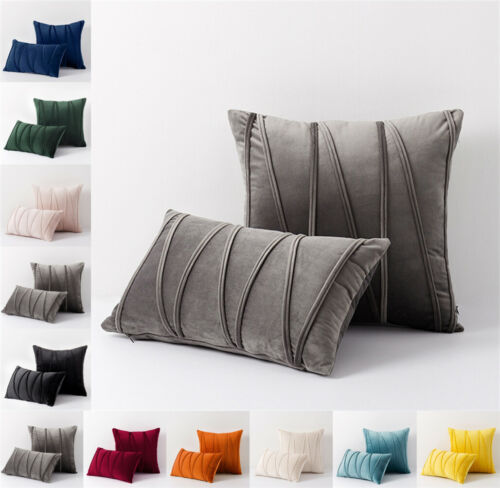 NEW 18" 20" Velvet Plain Soft Cushion Cover Throw Pillow Cases Sofa Home Decor - Picture 1 of 25
